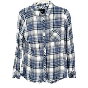 Rails Womens Fall Western‎ Cowgirl Plaid Flannel Long Sleeve Shirt Size S Blue